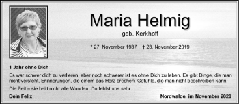 Anzeige von Maria Helmig von Westfälische Nachrichten