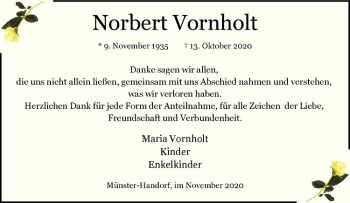 Anzeige von Norbert Vornholt von Westfälische Nachrichten