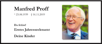 Anzeige von Manfred Proff von Westfälische Nachrichten