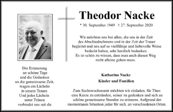 Anzeige von Theodor Nacke von Westfälische Nachrichten