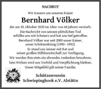 Anzeige von Bernhard Völker von Westfälische Nachrichten