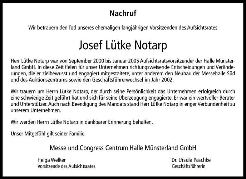  Traueranzeige für Josef Lütke Notarp vom 28.11.2020 aus Westfälische Nachrichten