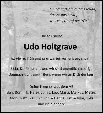 Anzeige von Udo Holtgrave von Westfälische Nachrichten