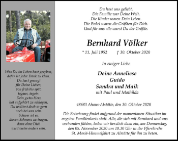 Anzeige von Bernhard Völker von Westfälische Nachrichten