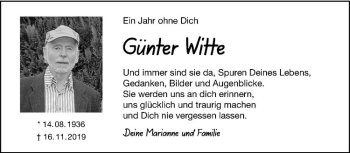 Anzeige von Günter Witte von Westfälische Nachrichten