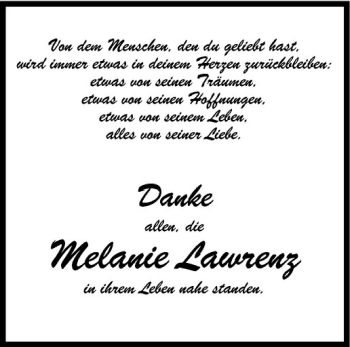 Anzeige von Melanie Lawrenz von Westfälische Nachrichten
