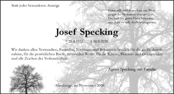 Anzeige von Josef Specking von Westfälische Nachrichten