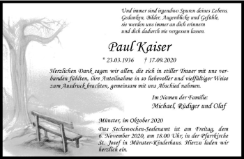Anzeige von Paul Kaiser von Westfälische Nachrichten