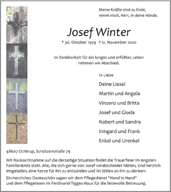 Anzeige von Josef Winter von Westfälische Nachrichten