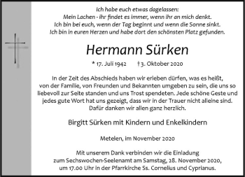 Anzeige von Hermann Sürken von Westfälische Nachrichten