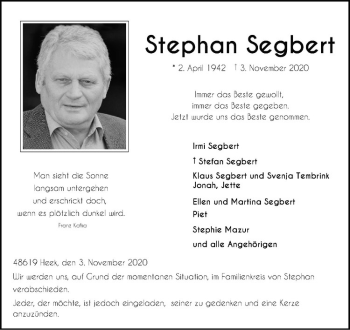 Anzeige von Stephan Segbert von Westfälische Nachrichten