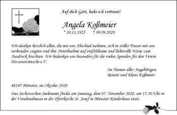 Anzeige von Angela Koßmeier von Westfälische Nachrichten