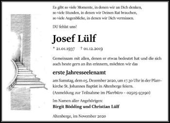 Anzeige von Josef Lülf von Westfälische Nachrichten