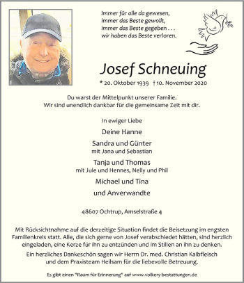 Anzeige von Josef Schneuing von Westfälische Nachrichten
