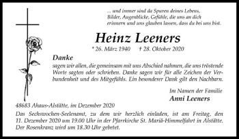 Anzeige von Heinz Leeners von Westfälische Nachrichten