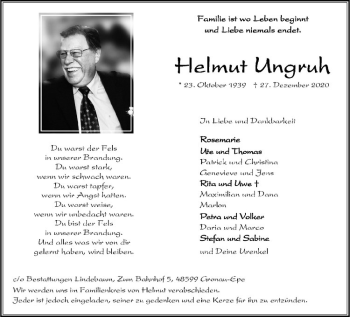 Anzeige von Helmut Ungruh von Westfälische Nachrichten