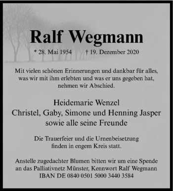 Anzeige von Ralf Wegmann von Westfälische Nachrichten