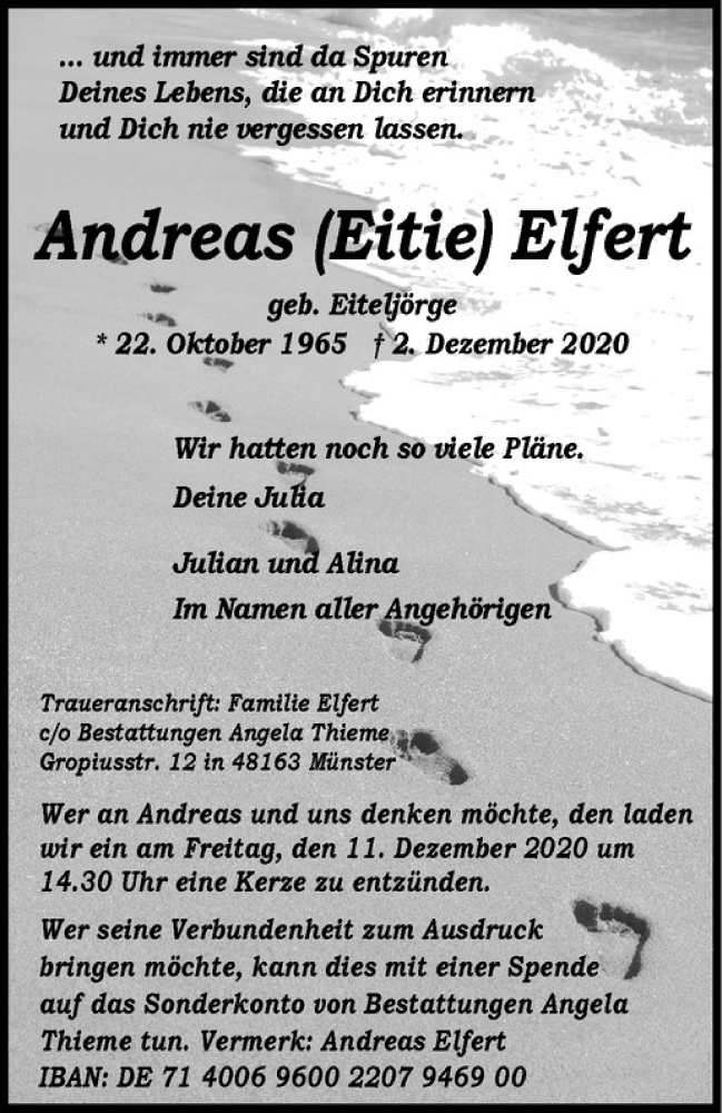  Traueranzeige für Andreas (Eitie) Elfert vom 09.12.2020 aus Westfälische Nachrichten