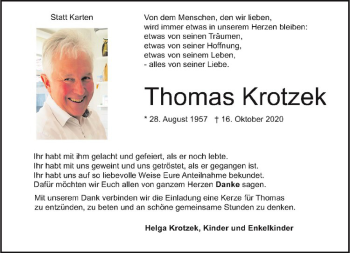 Anzeige von Thomas Krotzek von Westfälische Nachrichten