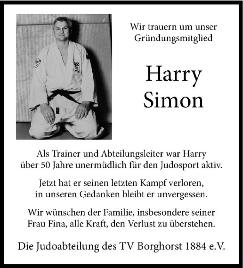  Traueranzeige für Harry Simon vom 05.12.2020 aus Westfälische Nachrichten