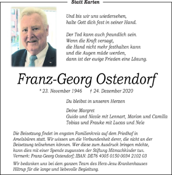 Anzeige von Franz-Georg Ostendorf von Westfälische Nachrichten