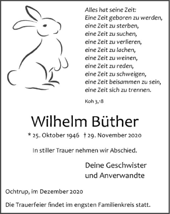Anzeige von Wilhelm Büther von Westfälische Nachrichten
