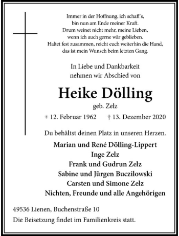 Anzeige von Heike Dölling von Westfälische Nachrichten