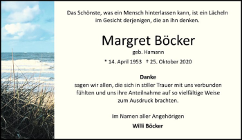 Anzeige von Margret Böcker von Westfälische Nachrichten