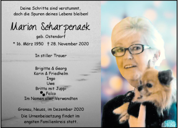 Anzeige von Marion Scharpenack von Westfälische Nachrichten