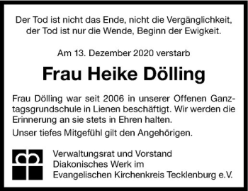 Anzeige von Heike Dölling von Westfälische Nachrichten