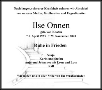 Anzeige von Ilse Onnen von Westfälische Nachrichten
