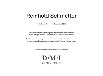 Anzeige von Reinhold Schmelter von Westfälische Nachrichten