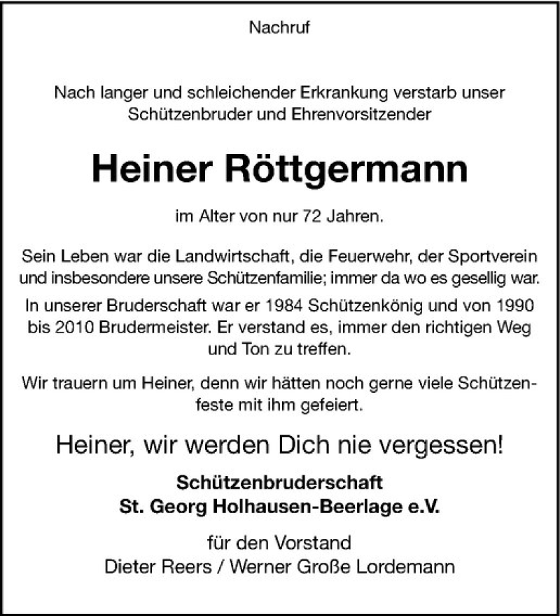  Traueranzeige für Heiner Röttgermann vom 30.12.2020 aus Westfälische Nachrichten