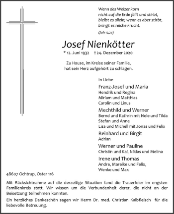 Anzeige von Josef Nienkötter von Westfälische Nachrichten