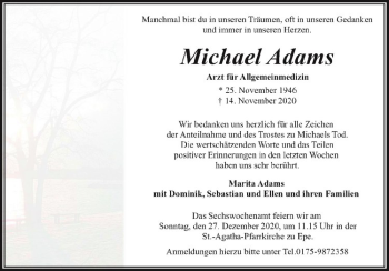 Anzeige von Michael Adams von Westfälische Nachrichten