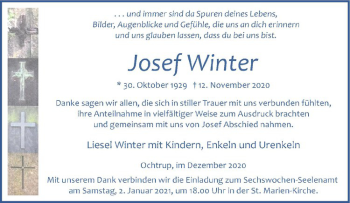 Anzeige von Josef Winter von Westfälische Nachrichten