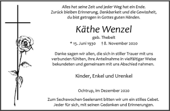 Anzeige von Käthe Wenzel von Westfälische Nachrichten