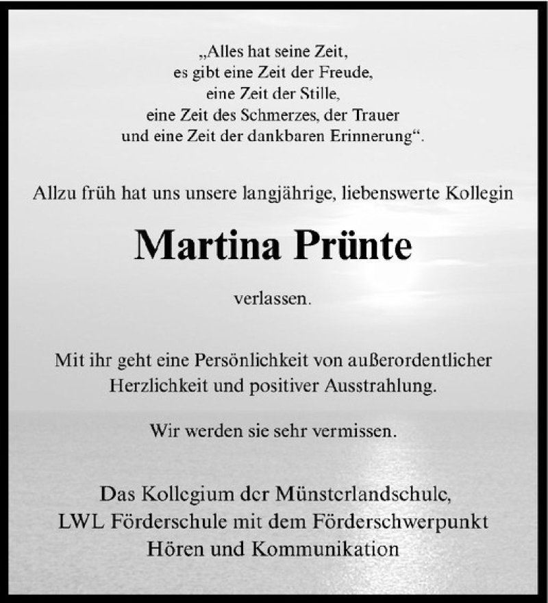  Traueranzeige für Martina Prünte vom 08.02.2020 aus Westfälische Nachrichten
