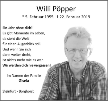 Anzeige von Willi Pöpper von Westfälische Nachrichten