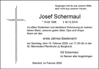 Anzeige von Josef Schermaul von Westfälische Nachrichten