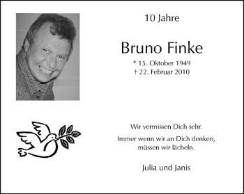 Anzeige von Bruno Finke von Westfälische Nachrichten