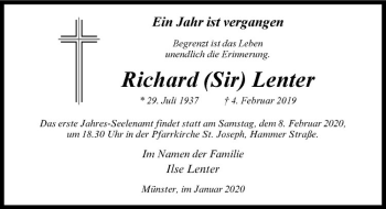 Anzeige von Richard Lenter von Westfälische Nachrichten
