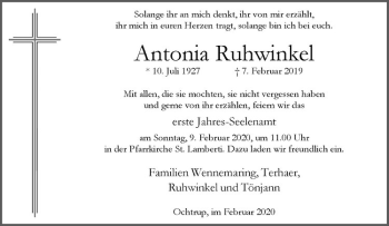 Anzeige von Antonia Ruhwinkel von Westfälische Nachrichten