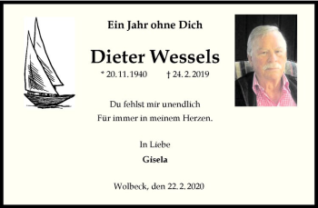 Anzeige von Dieter Wessels von Westfälische Nachrichten