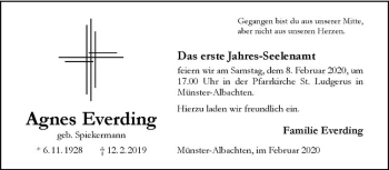 Anzeige von Agnes Everding von Westfälische Nachrichten