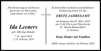 Anzeige von Ida Leeners von Westfälische Nachrichten