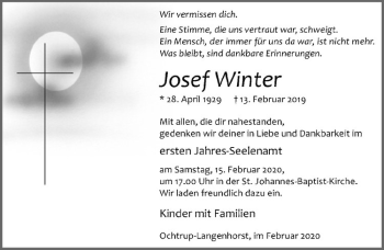 Anzeige von Josef Winter von Westfälische Nachrichten