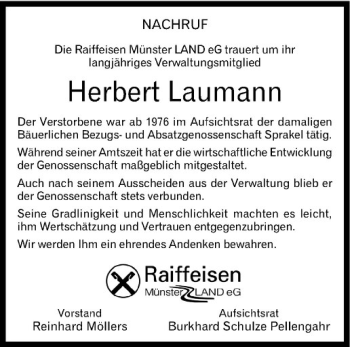 Anzeige von Herbert Laumann von Westfälische Nachrichten