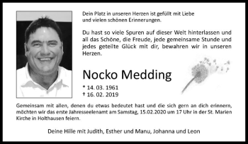 Anzeige von Nocko Medding von Westfälische Nachrichten