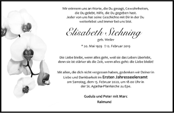 Anzeige von Elisabeth Stehning von Westfälische Nachrichten